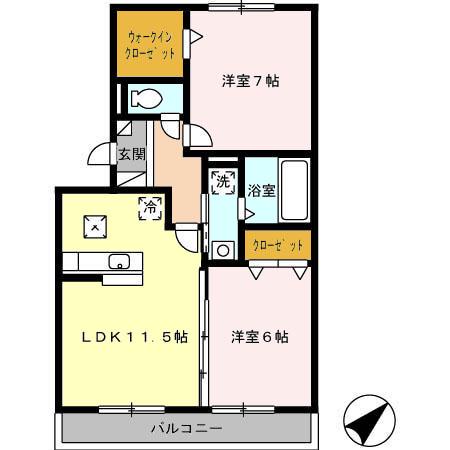 プレステージ(2LDK/1階)の間取り写真