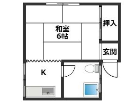 KKコーポ(1K/2階)の間取り写真