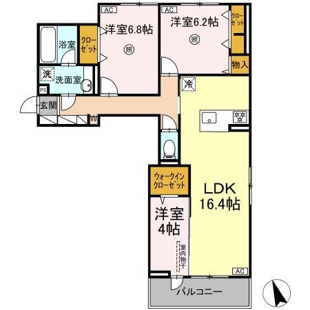 福岡県福岡市南区 3階建 新築(3LDK/2階)の間取り写真