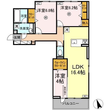 福岡県福岡市南区 3階建 新築(3LDK/3階)の間取り写真