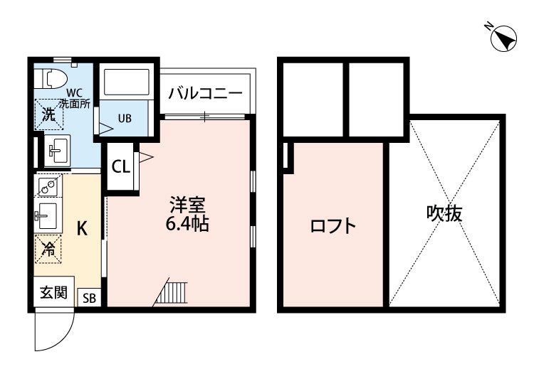 パステルハイツ博多(1K/2階)の間取り写真