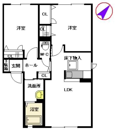 コンフォート博多南 B(2LDK/1階)の間取り写真