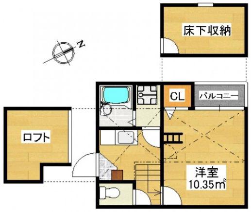 コンフォートベネフィス大橋南2(1SK/1階)の間取り写真