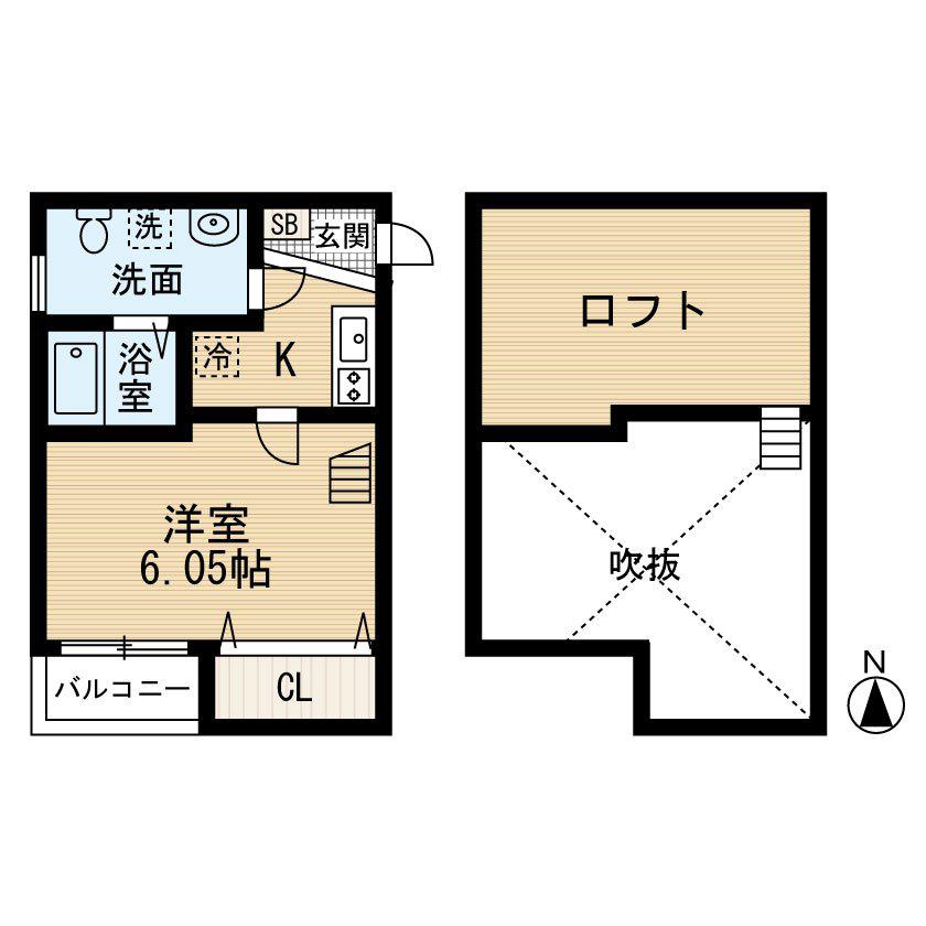VILLA大橋(1K/1階)の間取り写真