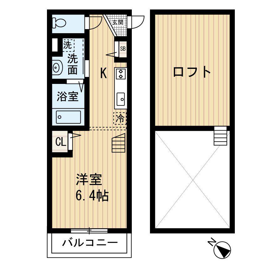 鹿児島本線 南福岡駅 徒歩11分 2階建 築14年(ワンルーム/2階)の間取り写真