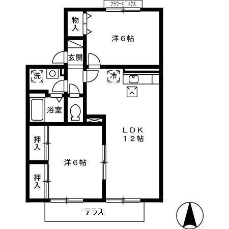 福岡市七隈線 福大前駅 徒歩51分 2階建 築32年(2LDK/1階)の間取り写真