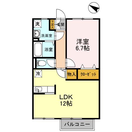鹿児島本線 都府楼南駅 徒歩15分 2階建 築22年(1LDK/1階)の間取り写真
