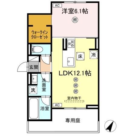 メゾン ココル(1LDK/1階)の間取り写真