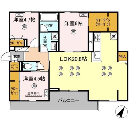 メゾン ココル(3LDK/2階)の間取り写真