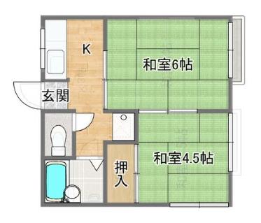 コーポエルビ(2K/2階)の間取り写真