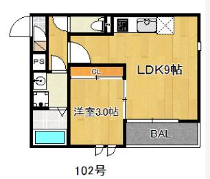 GRANDTIC F 井尻I(1LDK/1階)の間取り写真