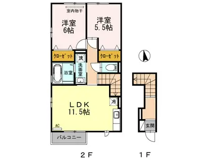 サンハイム中央公園(2LDK/2階)の間取り写真