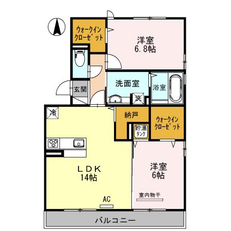 エステート古川北A棟(2LDK/2階)の間取り写真
