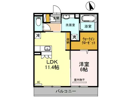 グレイスA棟(1LDK/2階)の間取り写真