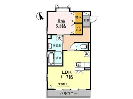 グレイスA棟(1LDK/2階)の間取り写真