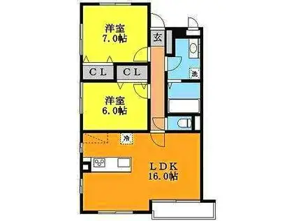 HEROデザイナーズマンション(2LDK/3階)の間取り写真