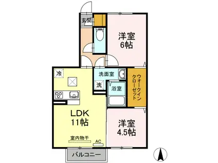 レスポワール A棟(2LDK/1階)の間取り写真