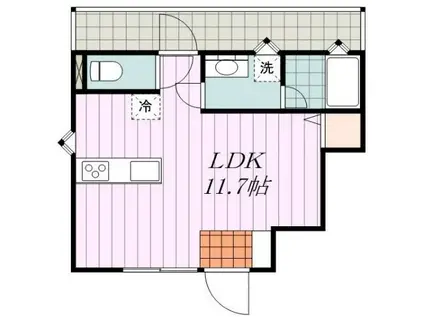 PRIM ROSE はなみずきA棟(ワンルーム/1階)の間取り写真