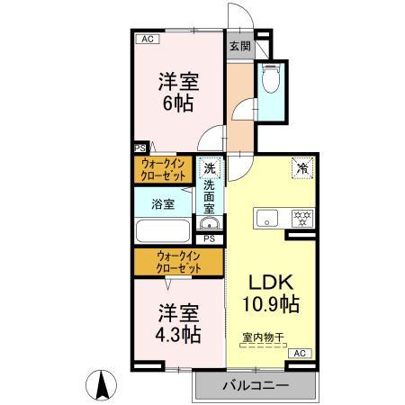 トリシア西石井(2LDK/1階)の間取り写真