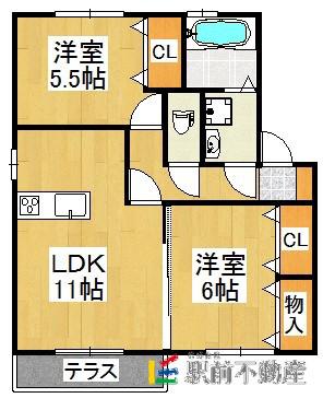 カーサフェリーチェ(2LDK/1階)の間取り写真