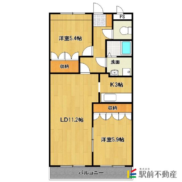 サニープレイス(2LDK/2階)の間取り写真