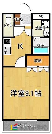 シエスタ(1K/1階)の間取り写真