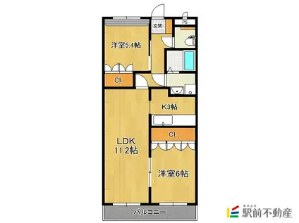 エクセルハイム(2LDK/1階)の間取り写真