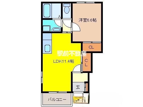 AND ONE東館(1LDK/1階)の間取り写真