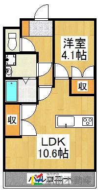 ラ・フォーレ日吉(1LDK/1階)の間取り写真
