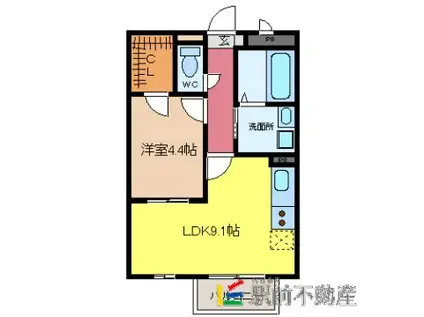 アムールやめハイム(1LDK/2階)の間取り写真