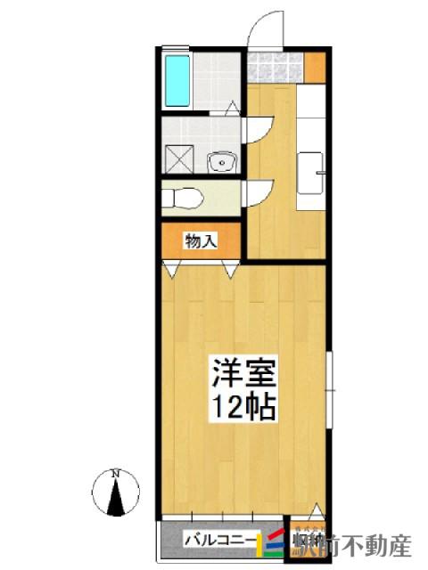 ユノソハイツ緒玉(1K/1階)の間取り写真