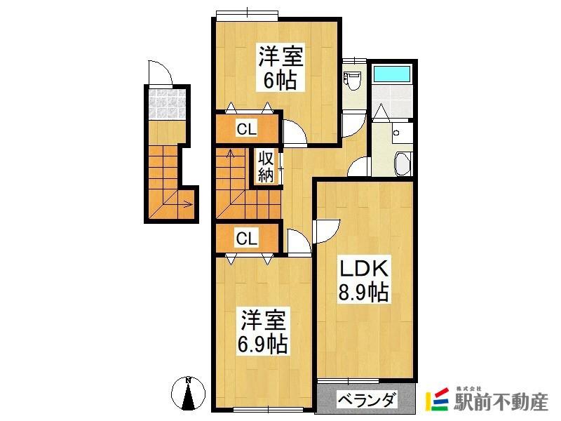 グレースヴィラフジ(2LDK/2階)の間取り写真