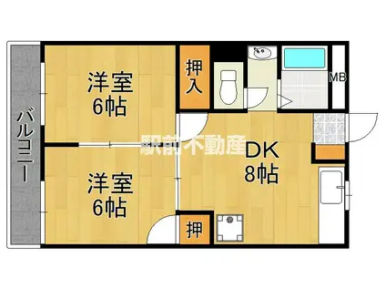 グリーンパークゆのそB(2DK/2階)の間取り写真