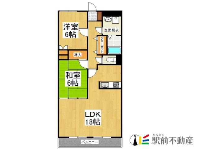 ルネッサ八女(2LDK/2階)の間取り写真