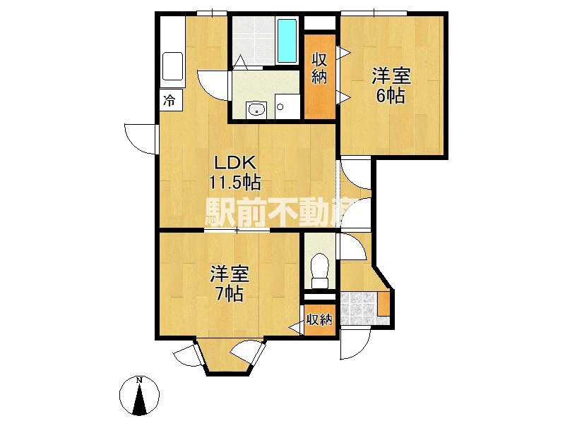グリーンヒル塚崎(2LDK/1階)の間取り写真