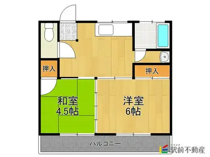 三池コーポ(2DK/2階)の間取り写真