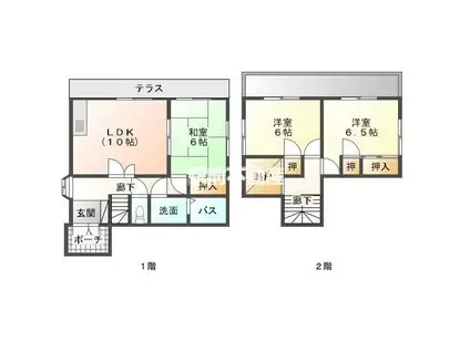 西鉄天神大牟田線 西鉄銀水駅 徒歩39分 2階建 築28年(3SLDK)の間取り写真