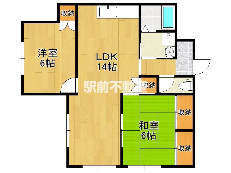 タイガーマンション本町(2LDK/4階)の間取り写真