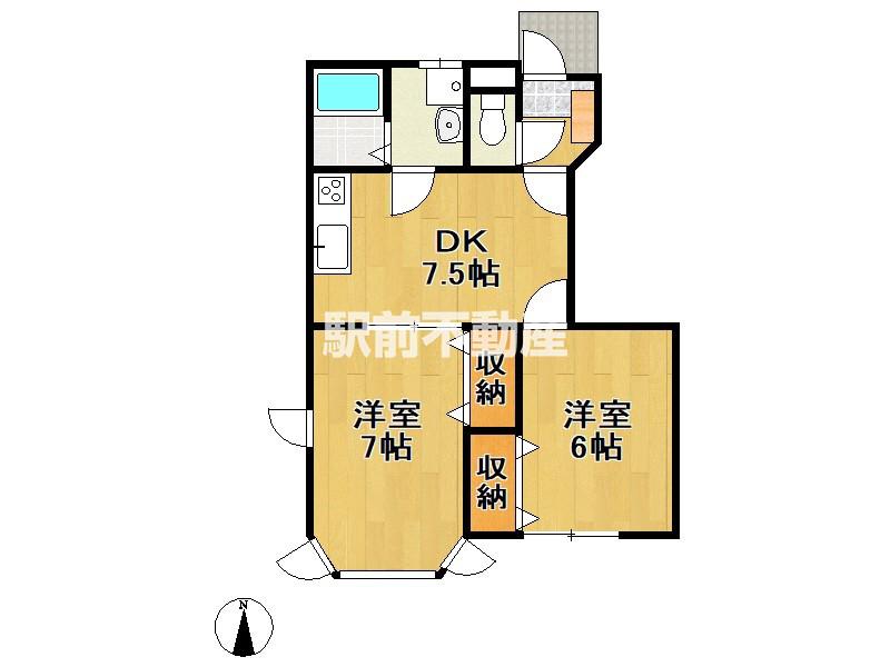 サンルート白川(2DK/1階)の間取り写真