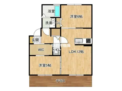 STRAWBERRY FIELDS 叶夢 四番館(2LDK/1階)の間取り写真