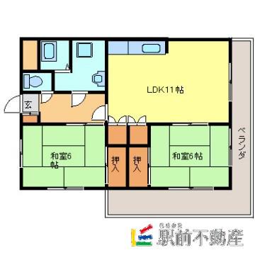 Eハイム本町(2LDK/5階)の間取り写真