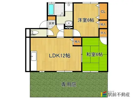 鹿児島本線 南瀬高駅 徒歩25分 2階建 築27年(2LDK/1階)の間取り写真