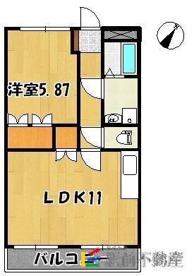 サニー・プレイス(1LDK/2階)の間取り写真