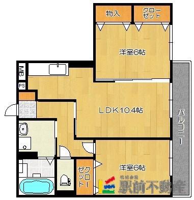 グランドールB(2LDK/3階)の間取り写真