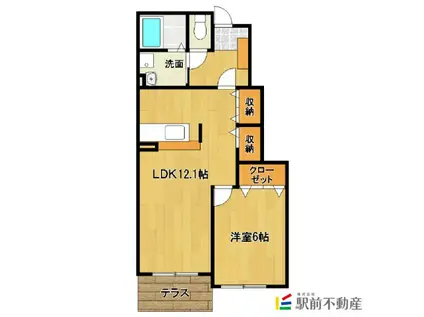 ジェネシスⅡ(1LDK/1階)の間取り写真