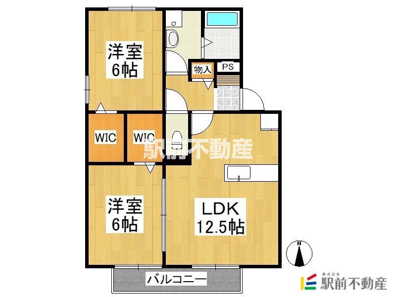 セジュール・シャイニング C棟(2LDK/1階)の間取り写真