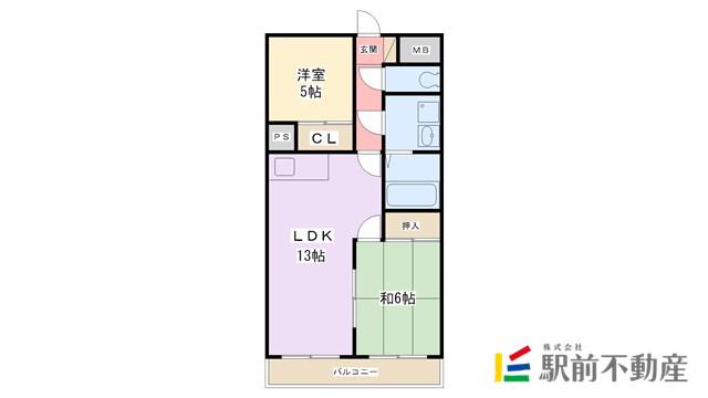 ビッグベアⅠ(2LDK/2階)の間取り写真