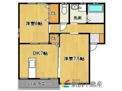 西鉄天神大牟田線 犬塚駅 徒歩37分 2階建 築21年(2DK/2階)の間取り写真