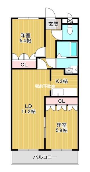 コンフォートヒルズ(2LDK/2階)の間取り写真