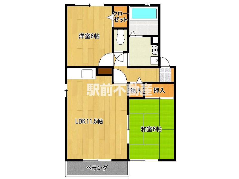 アークフラッツC棟(2LDK/2階)の間取り写真